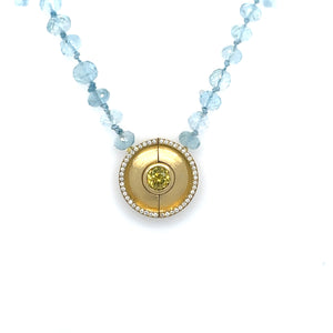 Sphene & Aquamarine clasp necklace