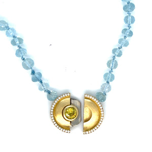 Sphene & Aquamarine clasp necklace