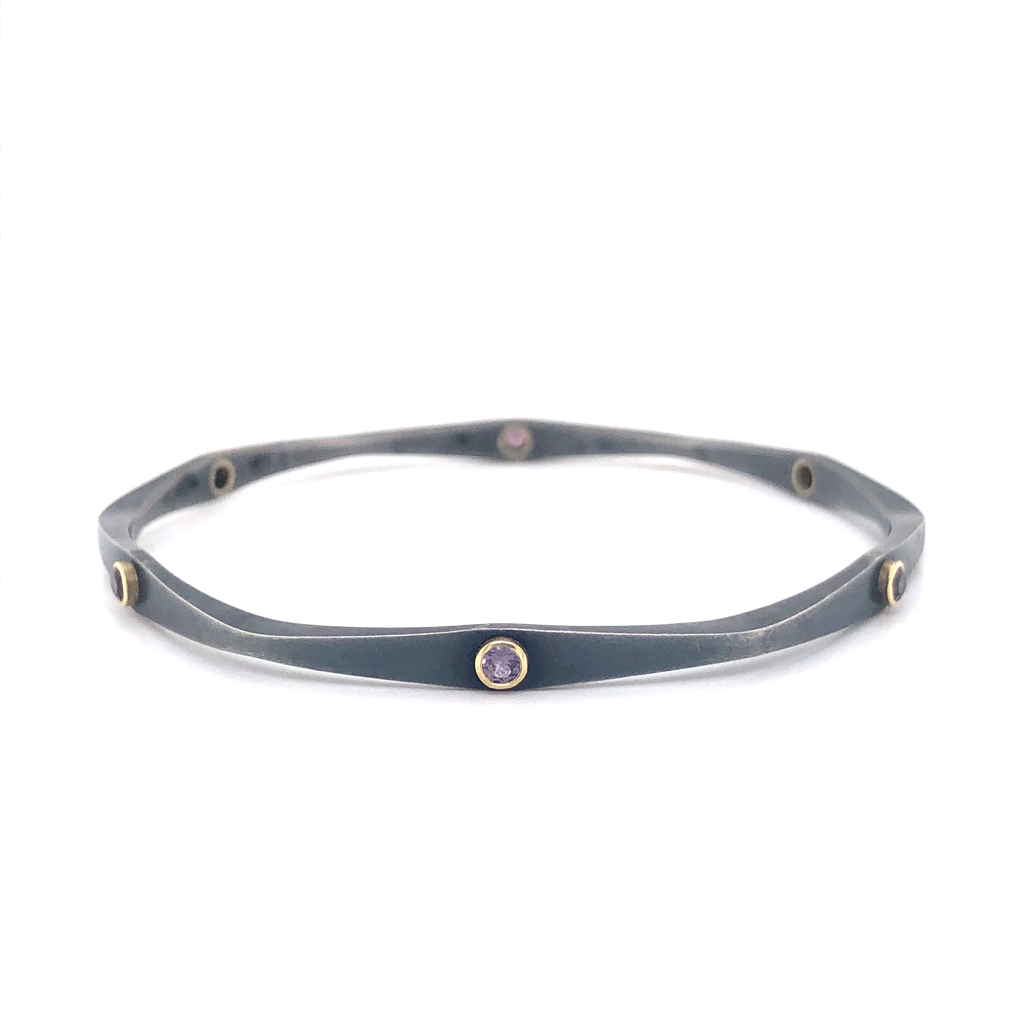 Wave bangle with Purple Spinel