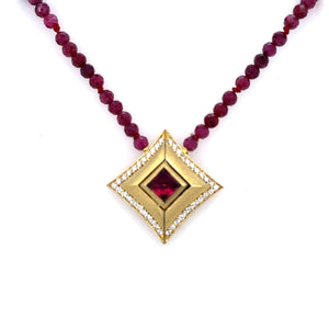 Tourmaline & Ruby clasp necklace