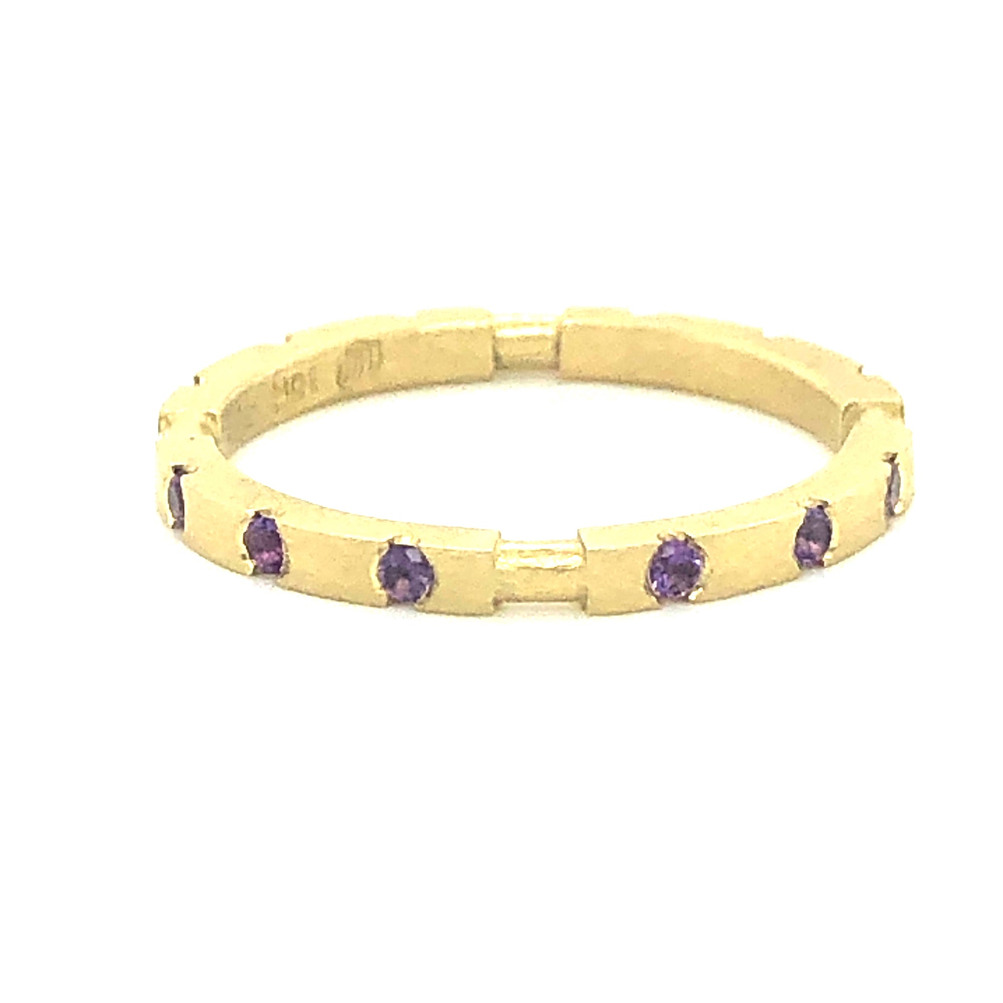 18K Square Stackable ring with Amethyst