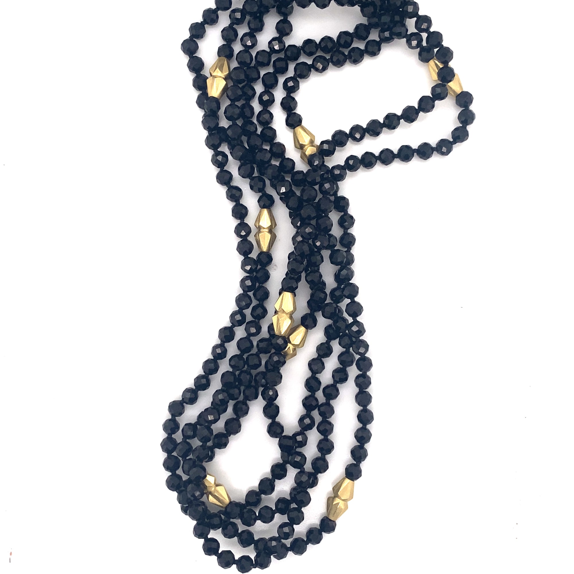 Black Spinel, Gold beaded necklace