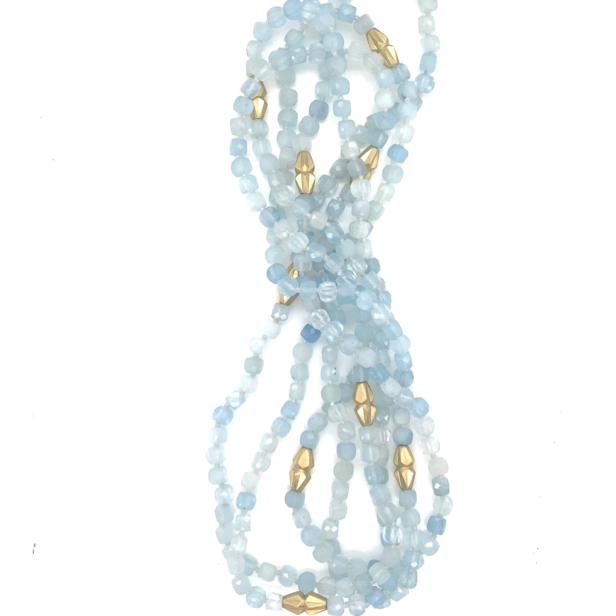 Aquamarine, Gold beaded necklace