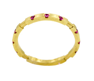 18k Pink Sapphire Square stack ring
