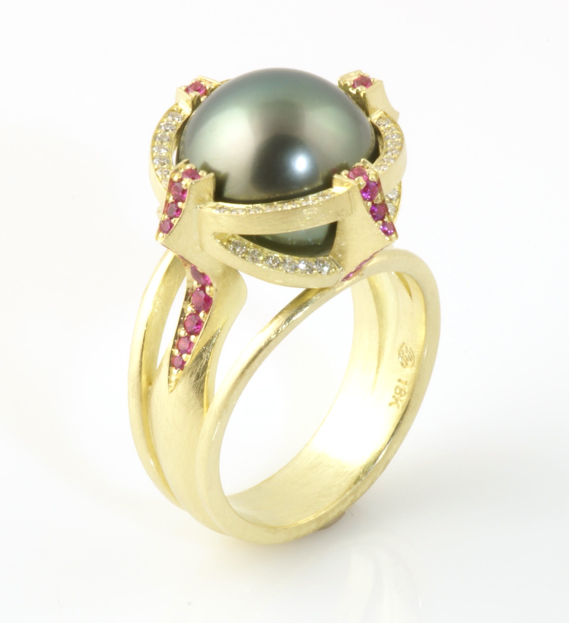 Rolling Pearl and Sapphire ring